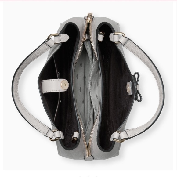 - NWT Kate Spade Soft Taupe Grey Pebbled Leather Triple Compartment Talia Satcel - Picture 3 of 13